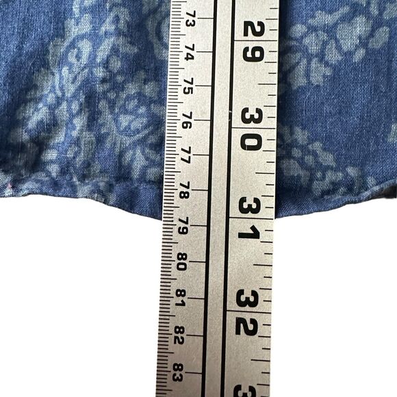 Onia Shirt Men’s Large Blue Linen Blend Leaf Print Floral Button Short Sleeve - Picture 9 of 9